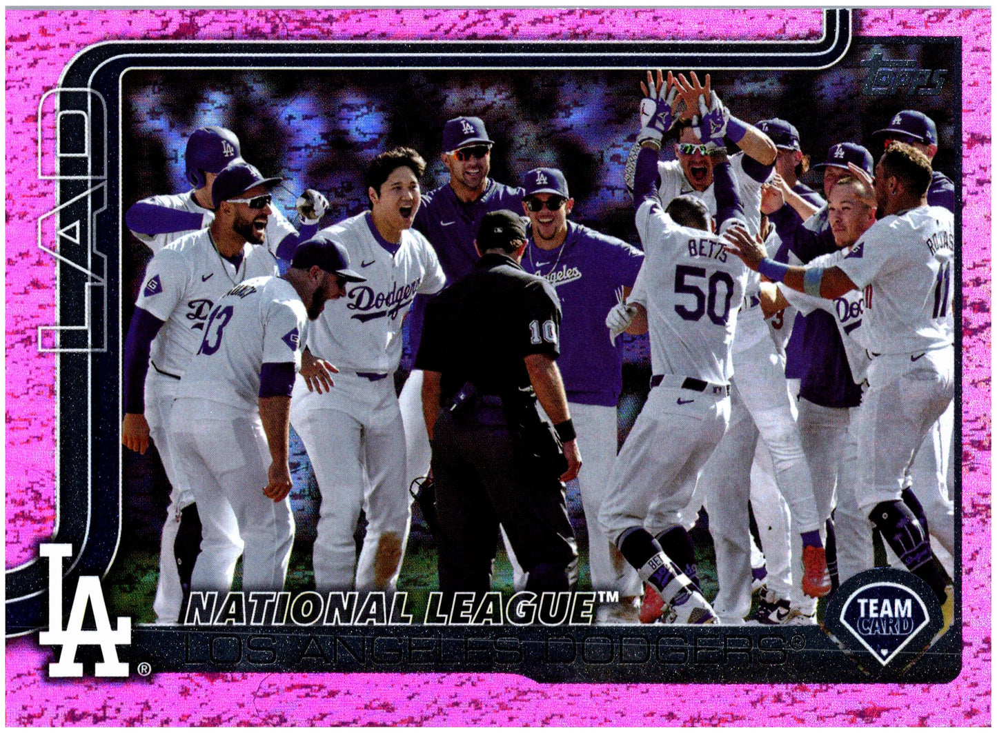 2025 Topps #302 Los Angeles Dodgers Pink Holo Foil