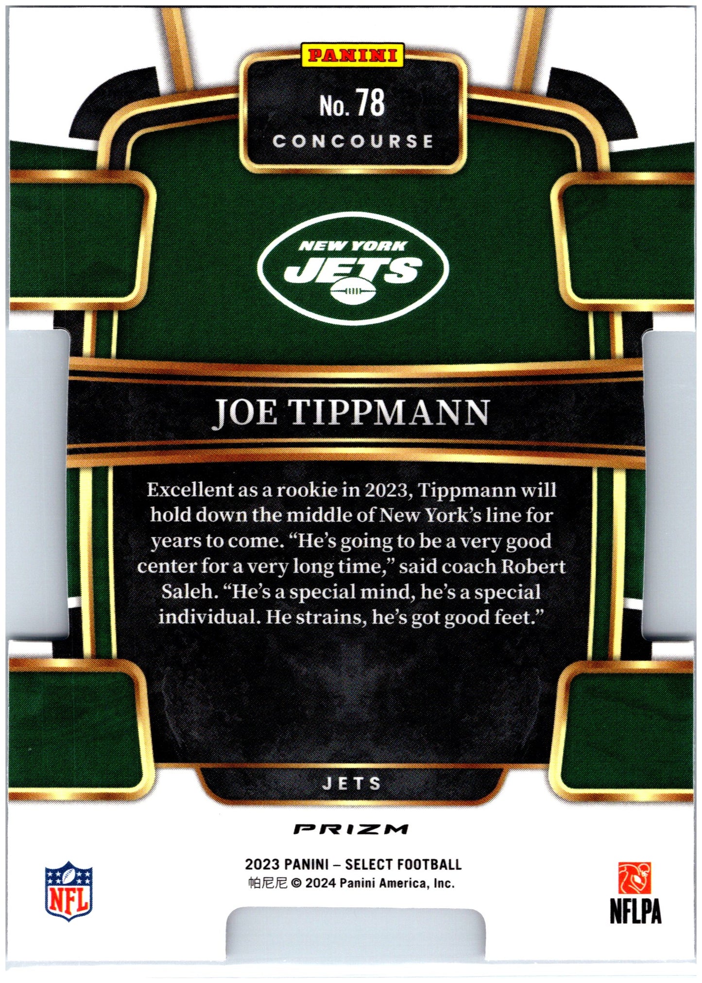 2023 Panini Select #78 Joe Tippmann Red and Yellow Prizms Die Cuts