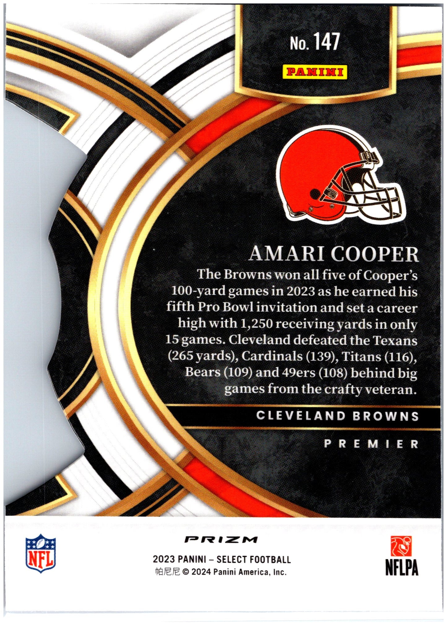 2023 Panini Select #147 Amari Cooper Black and Red Prizms Die Cuts