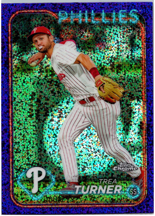 2024 Topps Chrome #169 Trea Turner Purple Speckle Refractors #/299