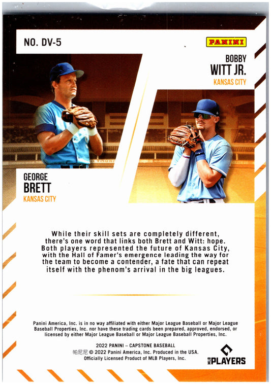 2022 Panini Capstone #DV-5 George Brett / Bobby Witt Jr. Deja Vu