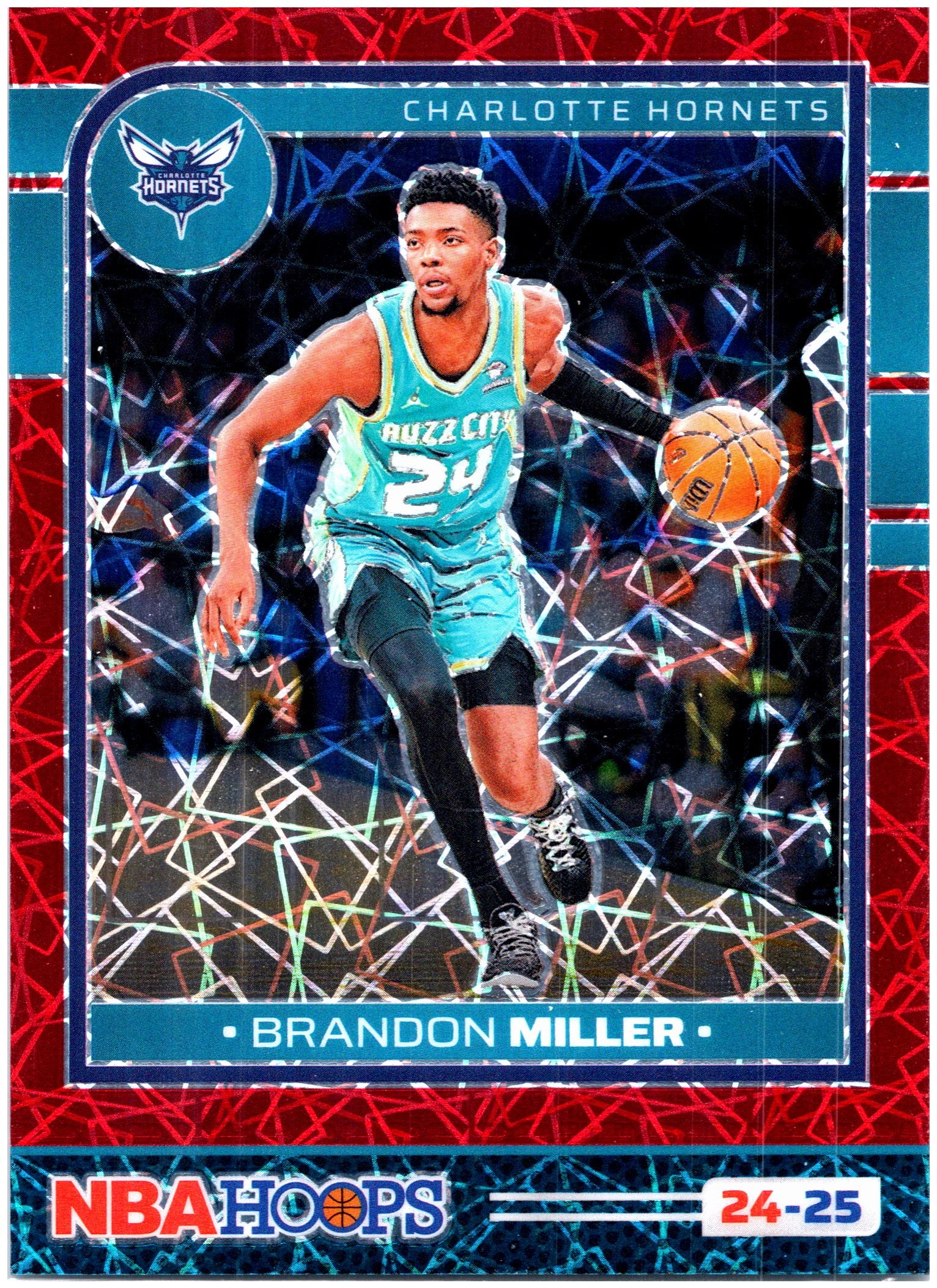 2024-25 Hoops #224 Brandon Miller Premium Prizms Velocity Red #/99
