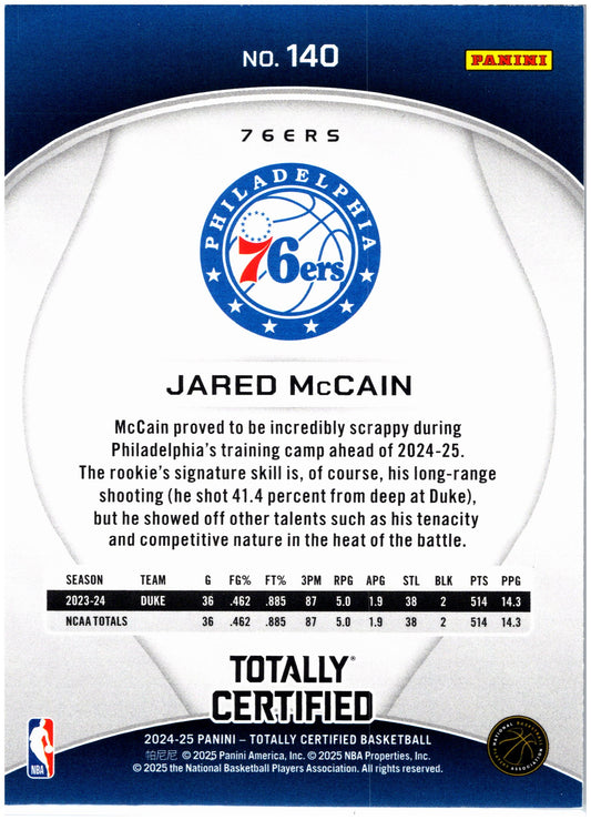 2024-25 Panini Totally Certified #140 Jared McCain