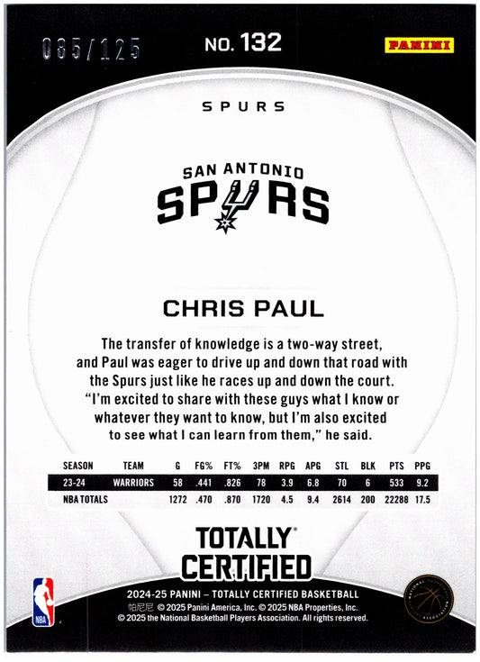 2024-25 Panini Totally Certified #132 Chris Paul Mirror Pink #/125