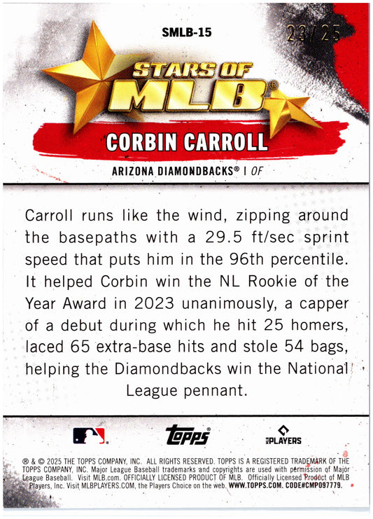 2025 Topps #SMLB-15 Corbin Carroll Stars of MLB Orange Foilboard #/25