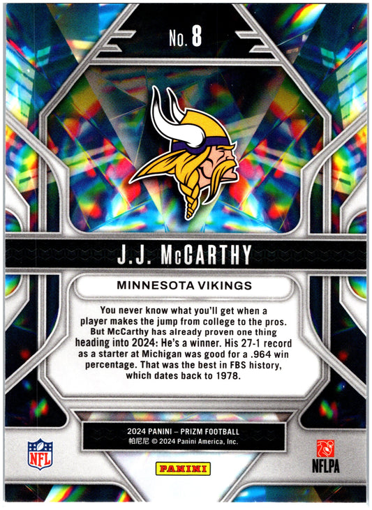 2024 Panini Prizm #8 J.J. McCarthy Prizmatic