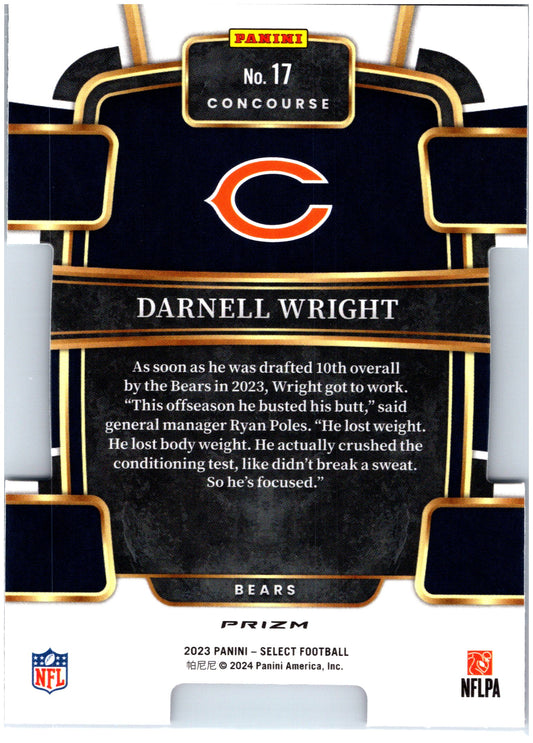 2023 Panini Select #17 Darnell Wright Black and Red Prizms Die Cuts