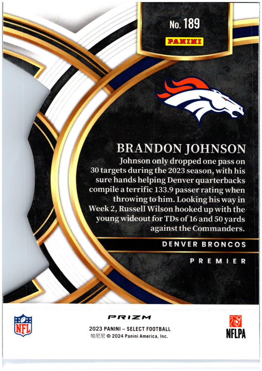 2023 Panini Select #189 Brandon Johnson Red and Blue Prizms Die Cuts