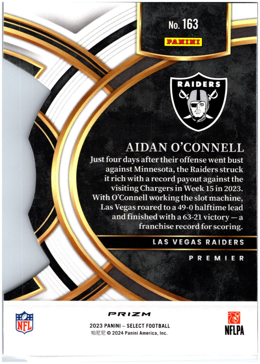 2023 Panini Select #163 Aidan O'Connell Black and Red Prizms Die Cuts