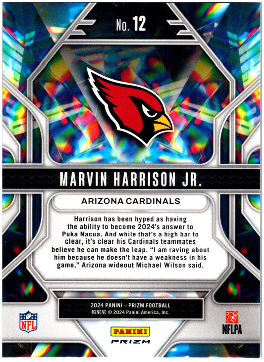 2024 Panini Prizm #12 Marvin Harrison Jr. Prizmatic Green Prizm