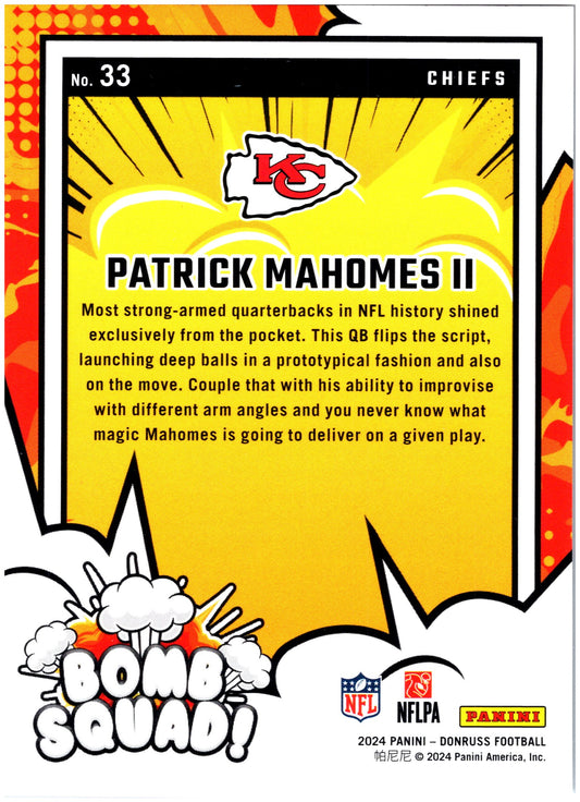 2024 Donruss #33 Patrick Mahomes II Bomb Squad