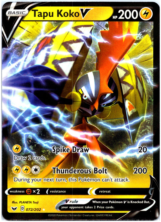 SWSH01: Sword & Shield Base Set #072/202 Tapu Koko V