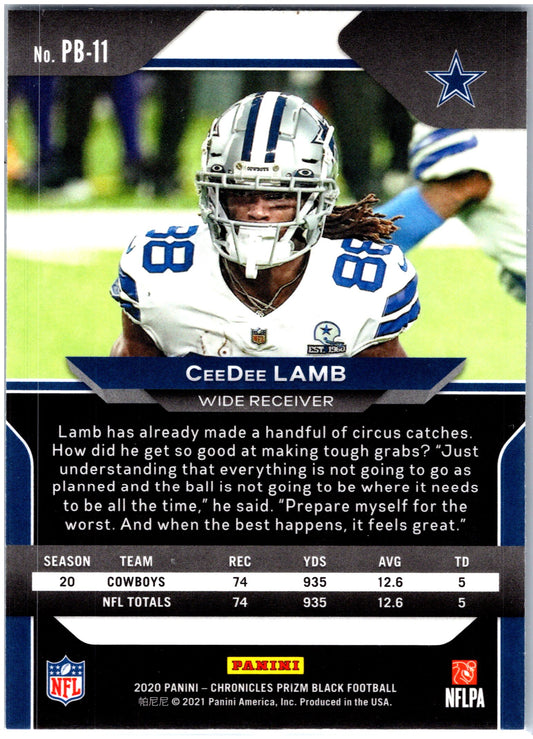 2020 Panini Chronicles #PB-11 CeeDee Lamb Prizm Black