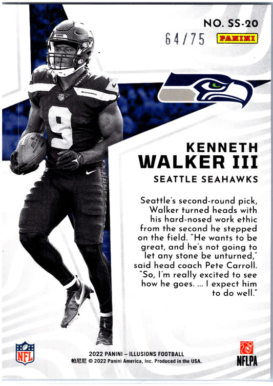 2022 Panini Illusions #SS-20 Kenneth Walker III Shining Stars Red #/75