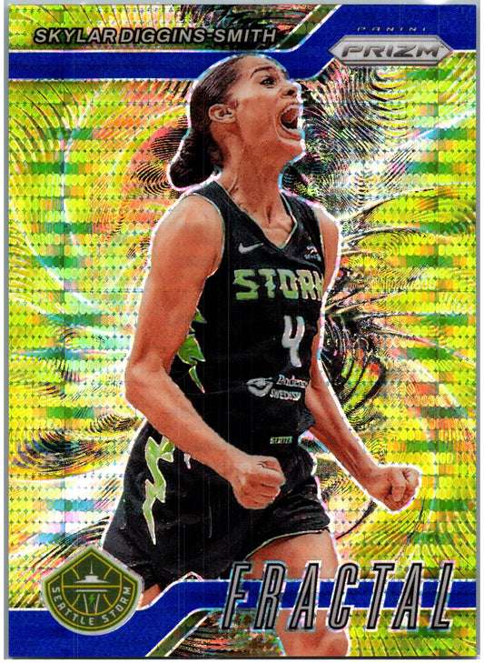 2024 Panini Prizm WNBA #11 Skylar Diggins-Smith Fractal Prizms Blue Pulsar #/199