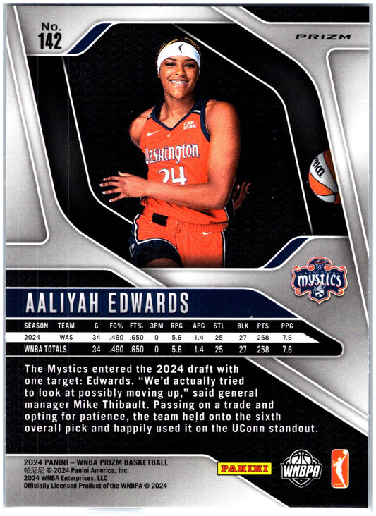 2024 Panini Prizm WNBA #142 Aaliyah Edwards Blue Velocity Prizms