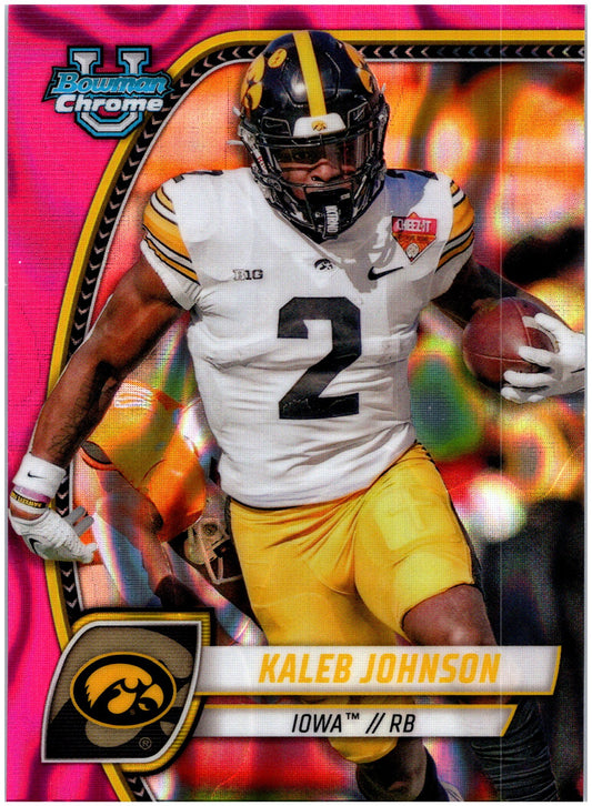 2024 Bowman University Chrome #112 Kaleb Johnson Pink Lava Refractor