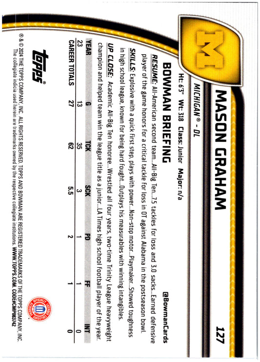 2024 Bowman University Chrome #127 Mason Graham