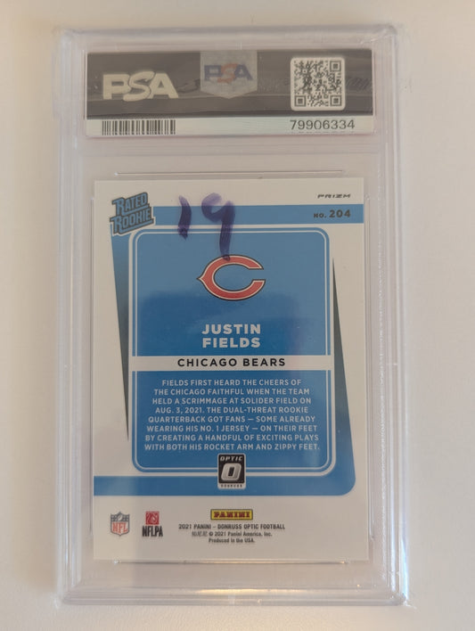 2021 Donruss Optic #204 Justin Fields Holo - PSA 9