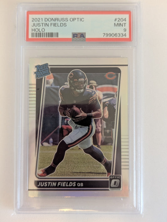 2021 Donruss Optic #204 Justin Fields Holo - PSA 9